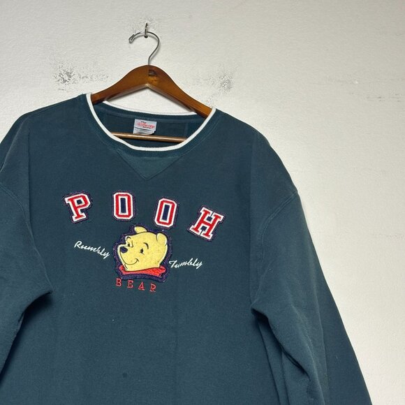 Official The Disney Store Teal Retro Sweater Men 2XL Winnie The Pooh Crew Neck - Picture 7 of 12